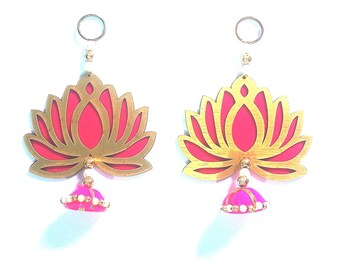 Lotus Jhumka wall Decoration Hangings for Temple, Home & Festival Diwali  weddings   Celebrations and Special Occasions (Pack of 2 nos)