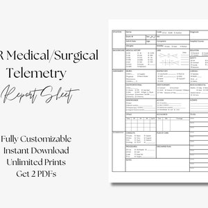 SBAR Nurse Report Sheet Med Surg Telemetry Nurse Brain, ICU report sheet, Med Surg report sheet, R.N. report sheet, patient report sheet
