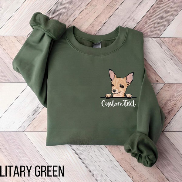 Chihuahua Dog mom sweatshirt, Dog Dad Birthday gift, Custom Dog ear Shirt, Personalized Dog name, Fur mama mug tumbler, New dog owner gifts