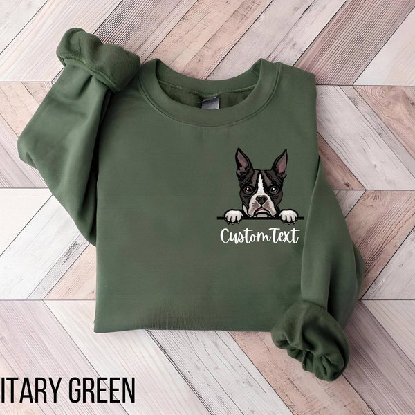 Boston Terrier Dog lover sweatshirt, Terrier Dog Dad Birthday gift, Personalized Terrier Dog name Fur mama sweater, Boston Terrier dog owner