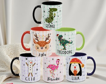 Tazza di Natale per bambini personalizzata, bomboniere per feste di compleanno per bambini, tazza di Natale regalo, tazza di cioccolata calda, tazza di cioccolata calda, tazze di Natale personalizzate
