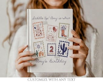 2nd Cowgirl Birthday Journal, Baby Memory Book, Toddler Guestbook, Cowgirl Party Keepsake, Kids Birthday Notebook, Birthday Memory Diary