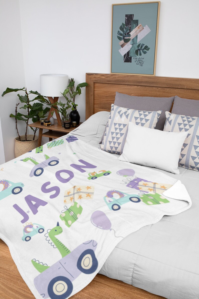 Personalized Car Theme Baby Shower Gift, Dino Car Kids Nursery Decor