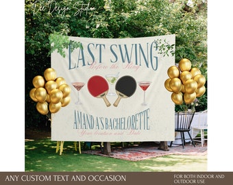 Custom Pickleball Bachelorette Party Banner, Last Swing Before Ring, Luxury Bachelorette Table Tennis Country Club backdrop, Bridal decor