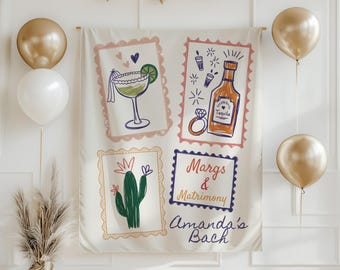 Margs And Matrimony Bachelorette Banner, Margarita Party Sign, Fun Bride Backdrop, Fiesta Bach Weekend Decor, Bridal Shower Decoration Gift