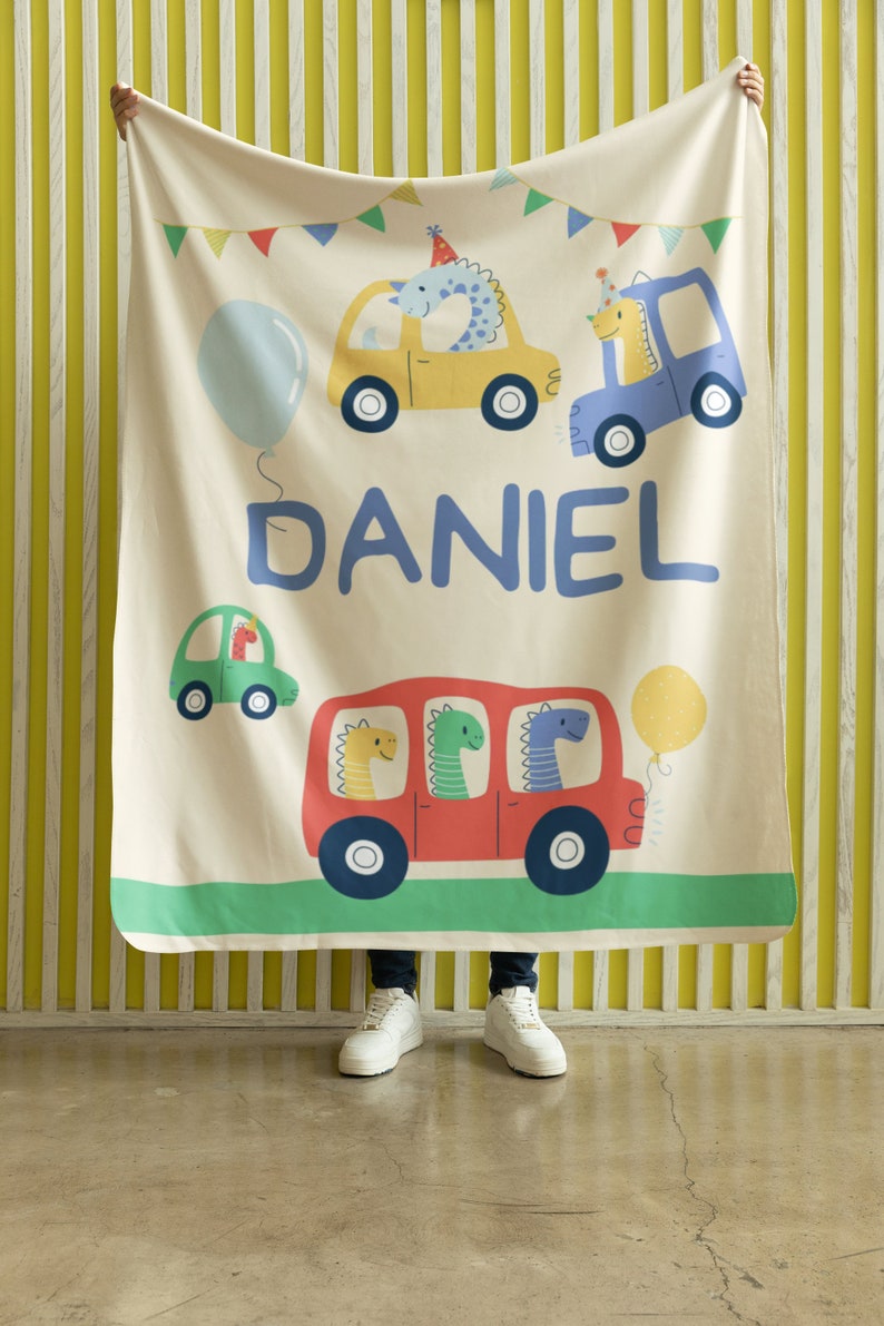 Personalized Dino Car Theme Baby Shower Gift, Trex Car Kids Nursery