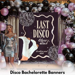 Disco Bridal Party Cowgirl Bride&#39;s Bach Banner Gift, Disco Bachelorette Plaque with name, Rodeo Wedding Shower Photo Booth, Howdy Bach Decor