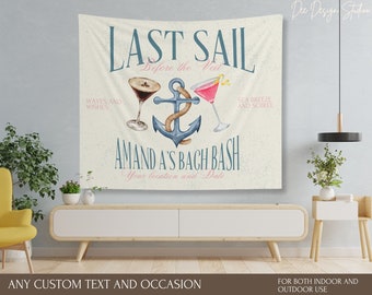 Laatste zeil voor de sluier vrijgezellenfeest banner, nautische vrijgezellenfeest achtergrond decor, kust vrijgezellenfeest deco, cruise bach decor bord