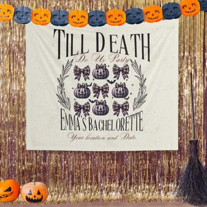 Custom Gothic Bachelorette Party Banner, Bride or Die Photo Booth Backdrop, Witchy Birthday Wall Tapestry, Custom Skeleton Theme decorations