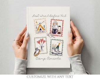 Diario de despedida de soltera, cuaderno "Último camino antes del velo", libro de recuerdos personalizado para el campamento, libro de visitas de aventuras para novias, fiesta de despedida de soltera