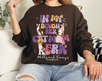 Devon Rex Cat Mom Sweatshirt Personalized, Custom Devon Rex Cat Mama Mother's Day sweater, Devon Rex Cat owner gift for her, Fur mum shirt