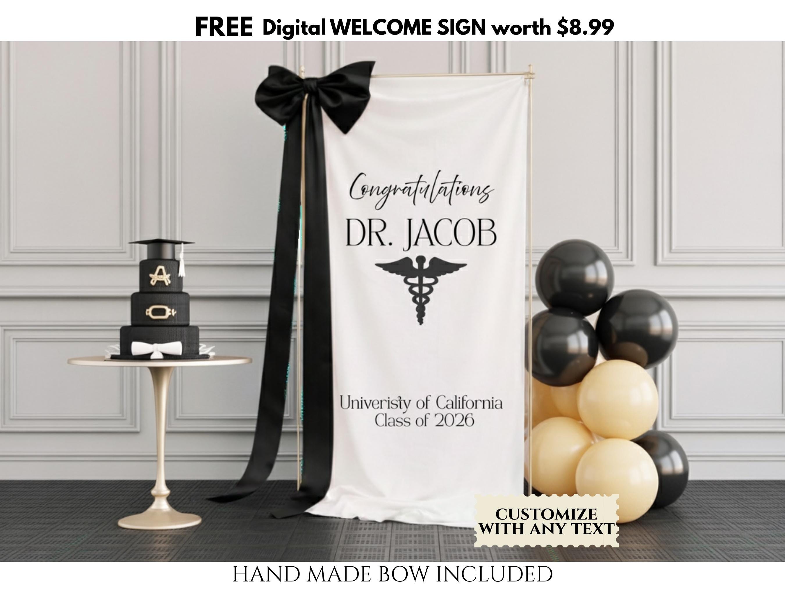 Doctor Prom Sign Personalized Doctor Graduation Banner, Custom Doctorate Grad Party ...