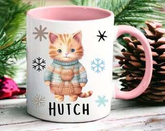 Christmas Children's Hot Chocolate Mug Personalised, Gift for Toddler, Custom Santa Mug Gift, Kids Xmas Enamel Mug, Christmas Eve Gift Ideas