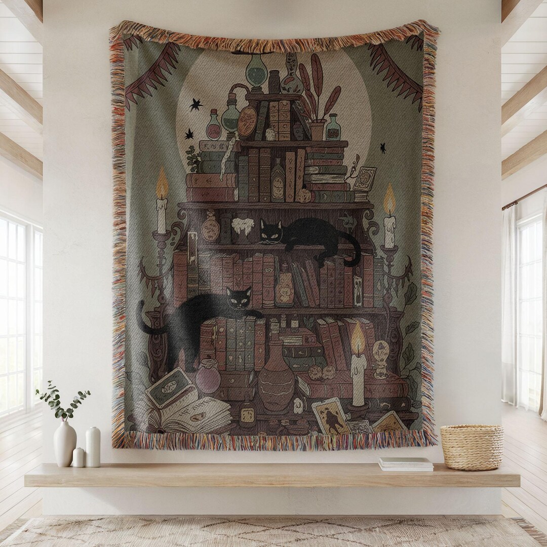Black Cat And Ancient Books Quilted Blanket GFTONL263 main image 1