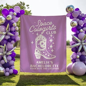 Space Cowgirl Bachelorette Banner, Disco Cowgirl Backdrop, Custom Bach Party Tapestry, Western Bride Party Supplies, Hen Party Decor