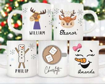 Tazza personalizzata Unbreakable Kid, tazza per cioccolata calda, set di tazze personalizzate con nome per le vacanze, tazza da campeggio natalizia, tazze per cioccolata calda, regalo di Natale