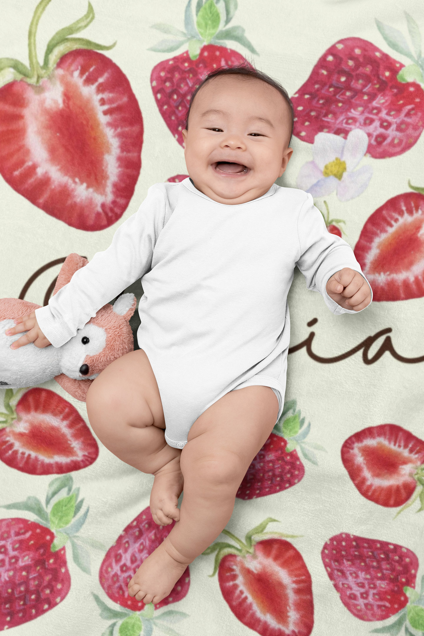 MAGNOLIA BABY - So Berry Cute Embroidered Collared Babygrow & Blanket - Red