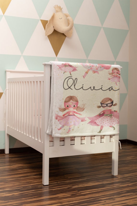 Customized Supergirl Name Baby Blanket for Girl, Princess Baby