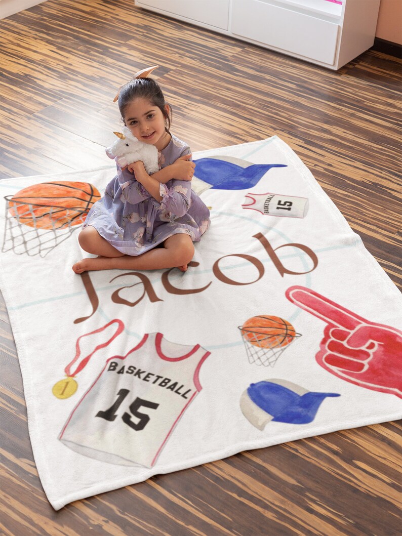 Personalized Basketball Baby Crib Blanket, Basket Ball Theme Baby