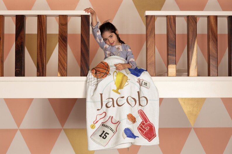 Personalized Basketball Baby Crib Blanket, Basket Ball Theme Baby