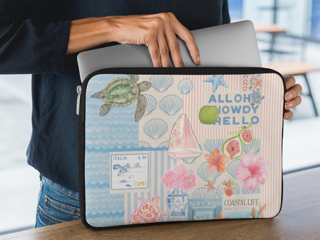 Tropical Summer Ocean Laptop Bag, Seashell Laptop Sleeve, Beachy Shell ...