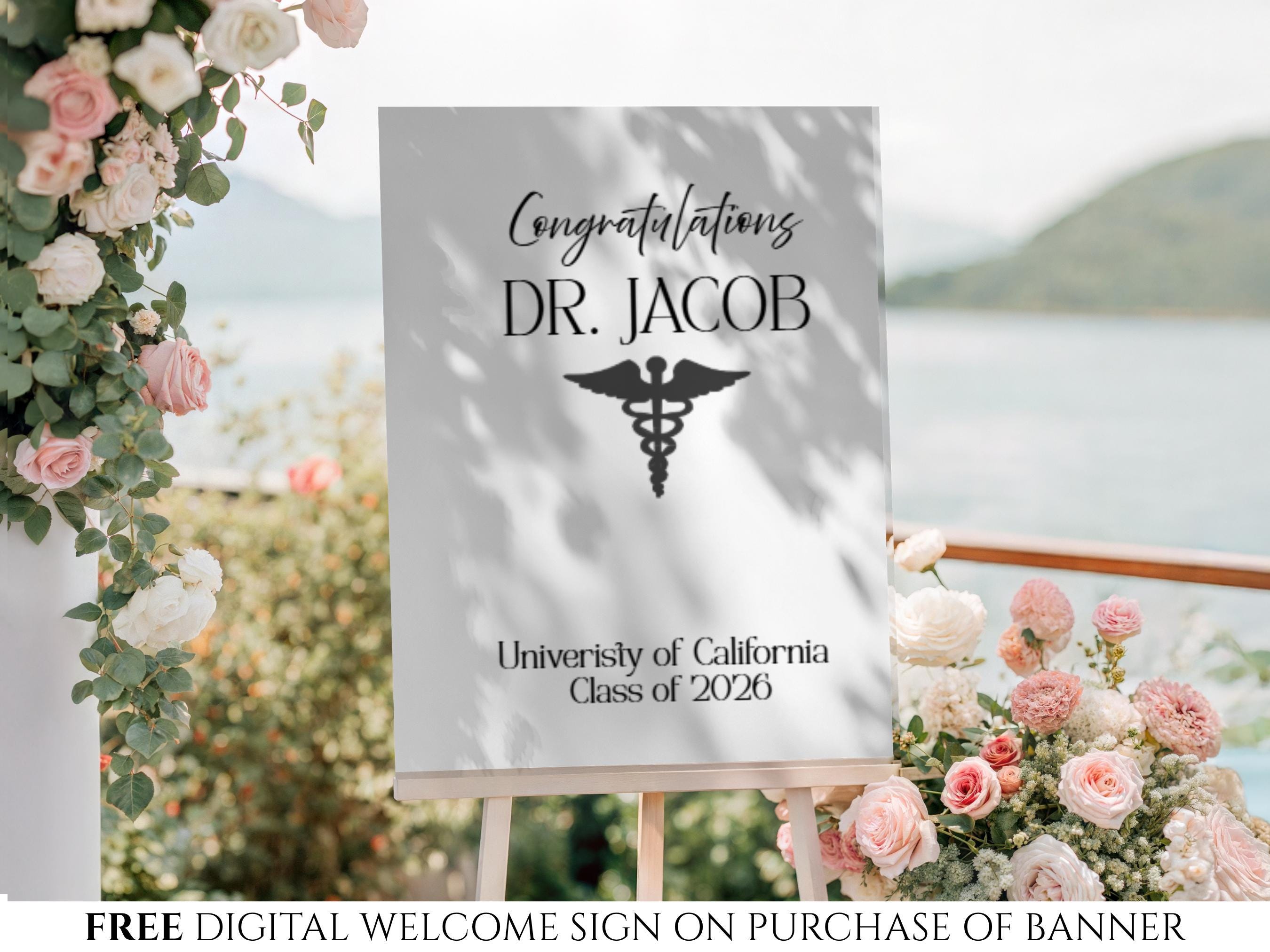 Doctor Prom Sign Personalized Doctor Graduation Banner, Custom Doctorate Grad Party ...