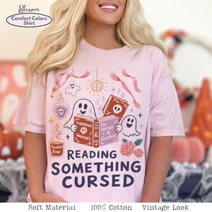 Spooky Bookish Witch Shirt, Bibliophile Halloween Tee, Book Lover Ghost Tshirt, Fantasy Booktok Fall Top, Reading Costume Tee, Book Nerd Top