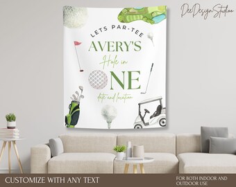 Custom Golf Birthday Banner sign, Golf Boy First Birthday personalized banner decor, Golfing themed welcome sign drape hole-in-one bday deco