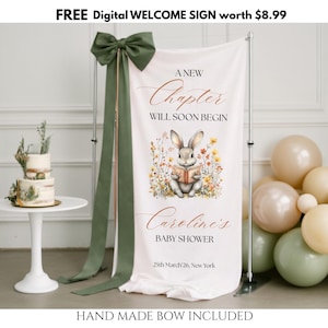 A New Chapter Baby Shower Decorations, Rustic Storybook Themed Baby Shower Party Banner, Woodland Animals Baby Sprinkle Photo Background