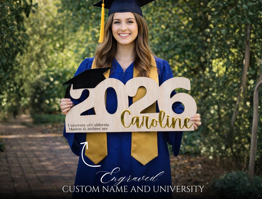 Grad 26 Letters Custom Graduation 2026 Wooden Sign, Personalized Grad 26 Guestbook ...