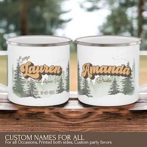 Personalized Camp Bachelorette Mug, Custom bride bridesmaid Camp Mug, Camping Bachelorette Party Gifts, Bridesmaid Favors, Bridal shower mug