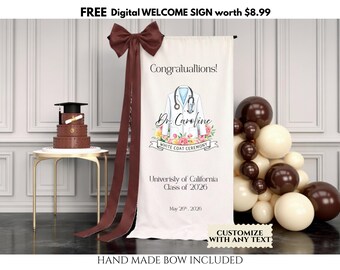 Doctor Graduation Backdrop Class of 2026, Medical school graduation party sign, future doctor party decoration, MD School Graduation banner