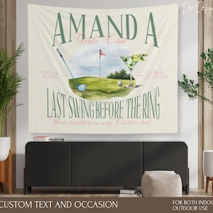 Last swing before the ring Banner Golf Country Club Bachelorette, Bach Day Banner, Bridal shower Backdrop, Golf Wedding wall hanging decor