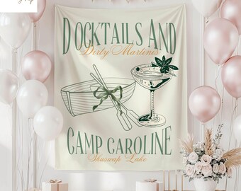 Custom Lake Bachelorette Party Wall Banner Photobooth, Personalized Lake Bridal Shower Backdrop, Bride last trail, Lake Bach Location Banner
