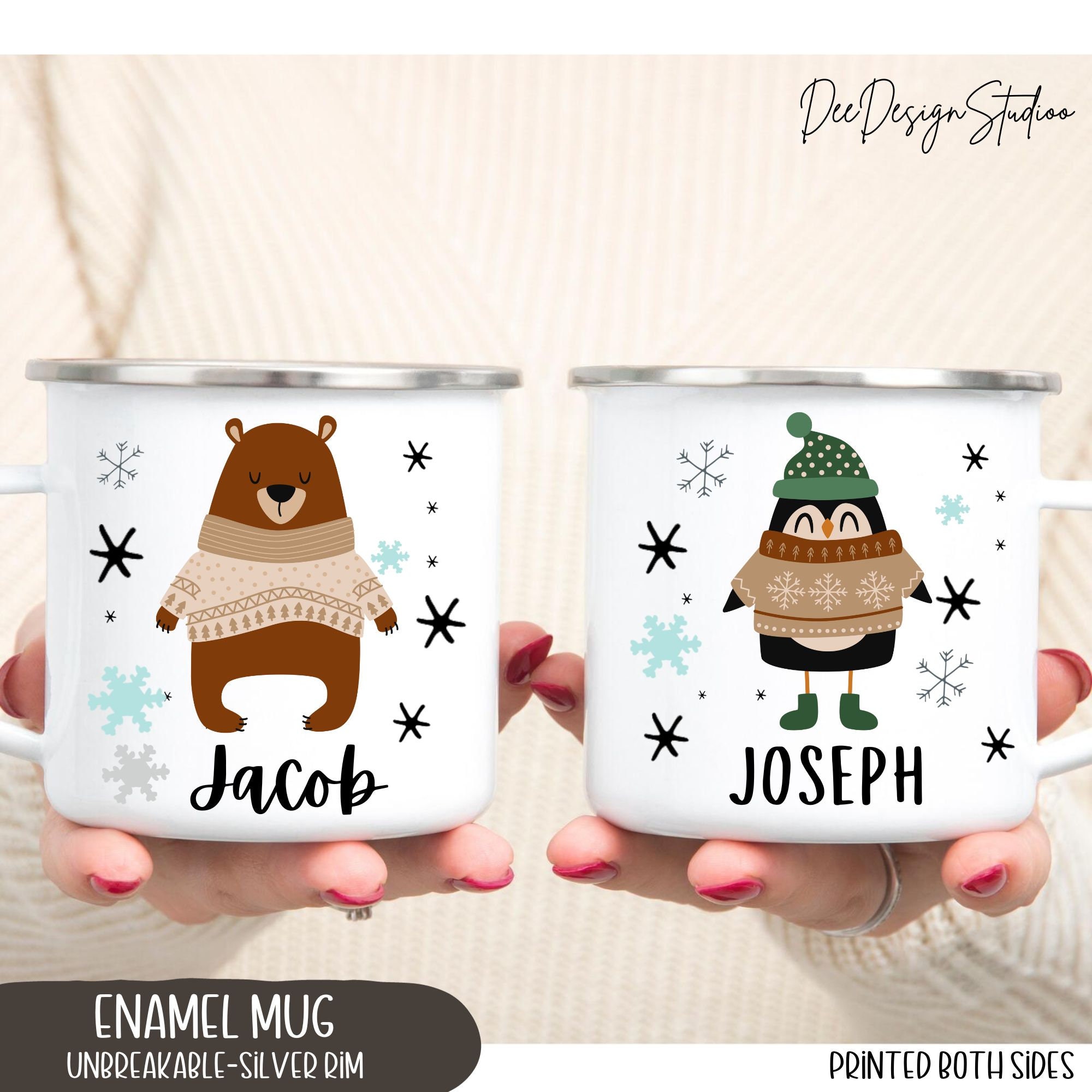 Kids Teddy Bear Hot Chocolate X Mas Mug Personalized, Kids Hot