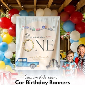 Car First Birthday Decor Banner, Boys Racing Party Backdrop, Race Car 1st Birthday Decor, First Birthday Decoration, Car 1st bday tapestry