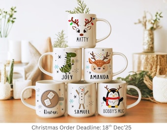 Unbreakable Kids Christmas mug Personalized, Children birthday party favors, Hot chocolate Cup, Hot Cocoa mug Gift, Custom Xmas Camping Mugs