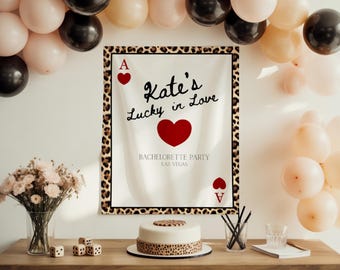 Lucky in Love Hochzeitsbanner, Vegas Bachelorette Zeichen, Nevada Brautparty Kulisse, Valentines Bachelorette Wandteppich, Galentines Bach Zeichen