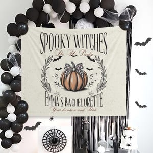 Custom Witchy Bridal Shower Banner, Bride or Die Bach Party Decoration, Personalized Spooky Birthday Wall Tapestry, Halloween wall hanging