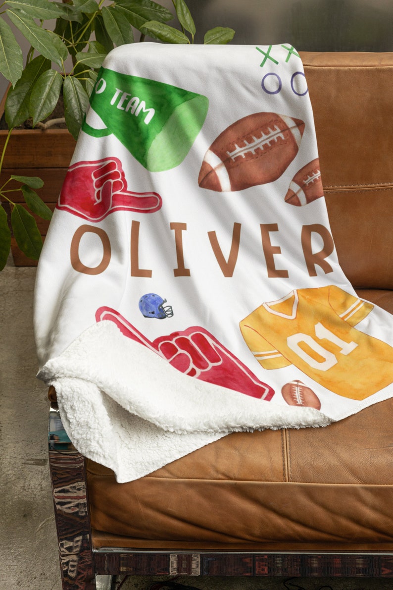 Personalized Football Baby Shower Gift, Kids Nursery Decor, Sports Baby