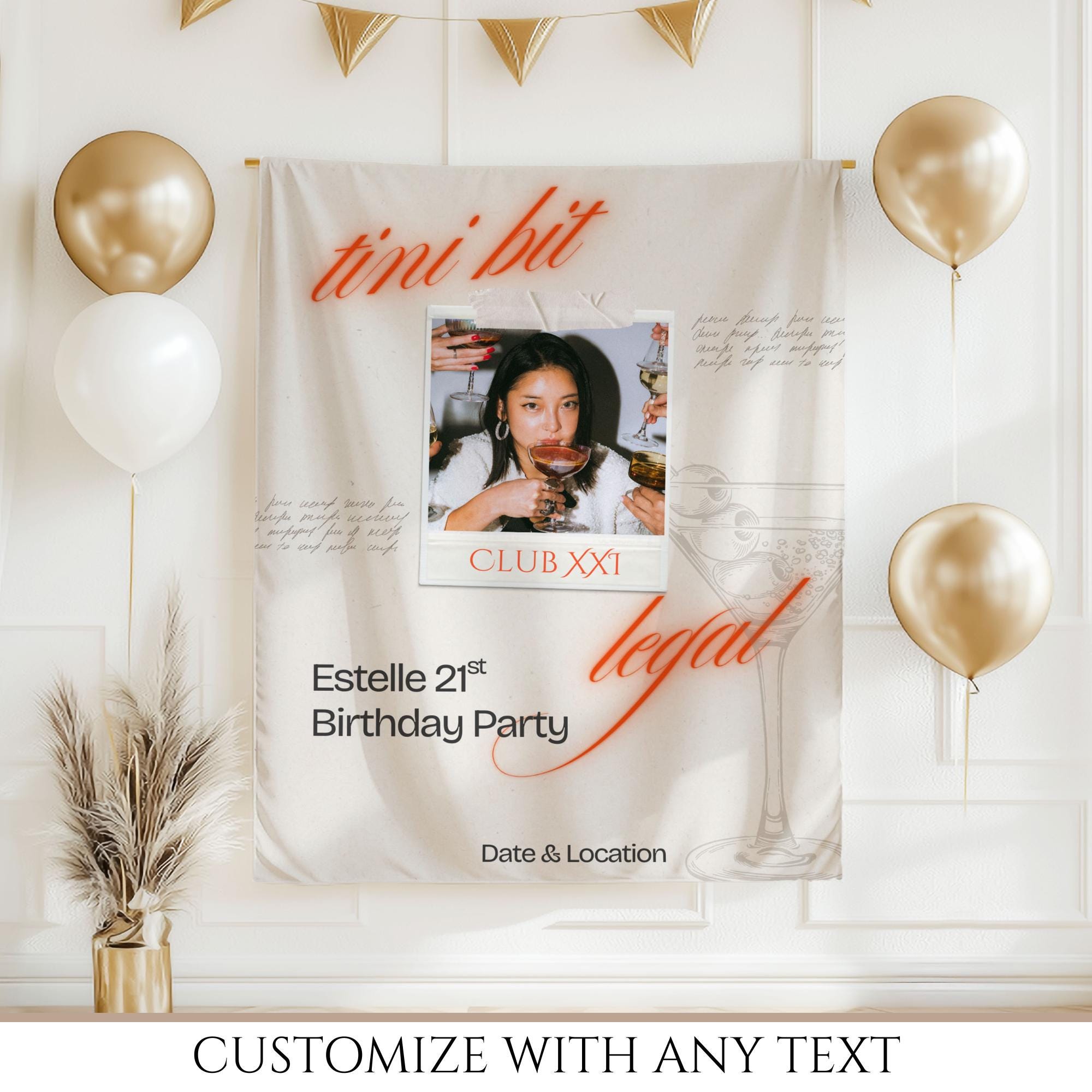 Twenty First Banner Funny Photo 21st Birthday Banner Backdrop, Custom Name Twenty First ...