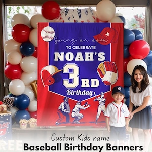 Banner de béisbol para primer cumpleaños, telón de fondo para fiesta de Novato del Año, letrero de béisbol para cumpleaños de bebé, decoración temática del día del partido deportivo para el primer cumpleaños