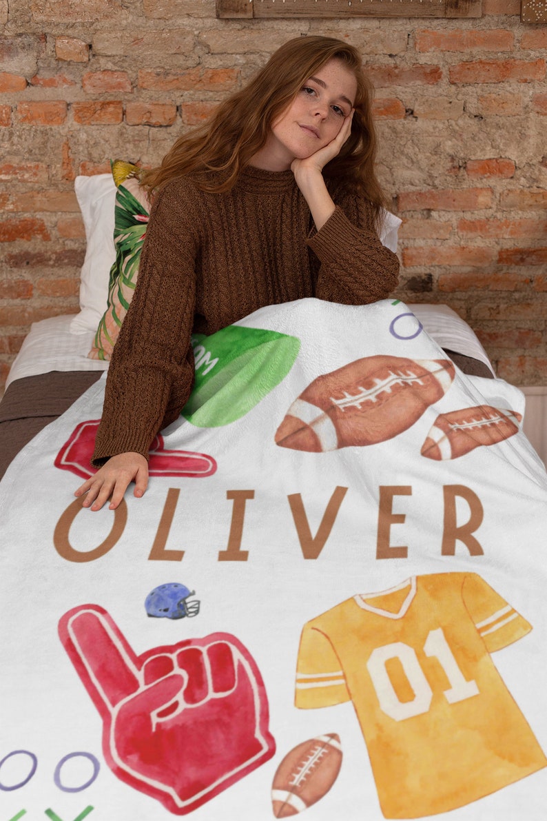 Personalized Football Baby Shower Gift, Kids Nursery Decor, Sports Baby