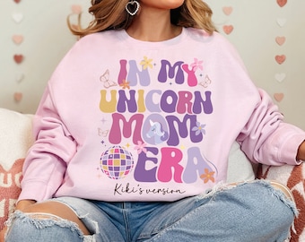 Sudadera de unicornio para mamá personalizada, temática de unicornio, fiesta de cumpleaños para niña, suéter de unicornio para mamá, regalo del Día de la Madre de unicornio, camiseta de unicornio para mamá