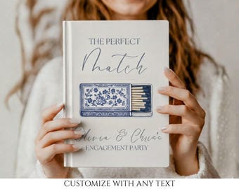 Perfect Match Engagement Notebook Gift, Personalized Bride Matchbook Engagement Journal, Wedding Keepsake, Custom Couples Names Memory Book