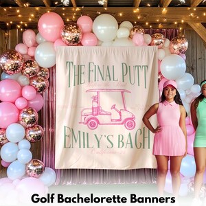 Golf Bachelorette Banner, Last Swing Before the Ring Sign, Luxury Bride’s Weekend Backdrop, Country Club Bach Party, Golfing Hen party decor