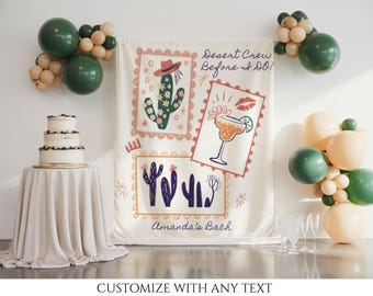Banner de despedida de soltera del desierto de Scottsdale, tapiz para fiesta de novias del oeste, fondo de despedida de soltera con temática de cactus, decoración para fiesta de despedida de soltera del suroeste