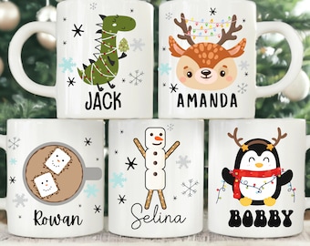 Unbreakable Kids Christmas mug Personalized, Children birthday party favors, Hot chocolate Cup, Hot Cocoa mug Gift, Custom Xmas Camping Mugs