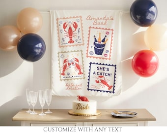 Hummer, sie ist ein Fang Bachelorette Banner, Nautische Braut Party Schild Küsten Bach Kulisse, Spaß Brautdusche Dekor Hummer Braut Wochenende