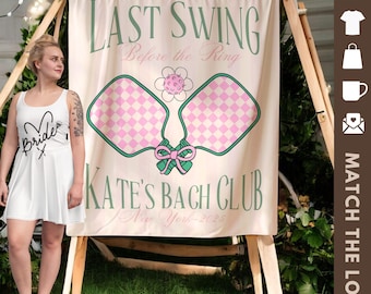 Personalized Pickleball Bachelorette Party Wall Banner, Pickleball Bridal Shower Backdrop, Brides last Swing decor, Country club Bach Banner